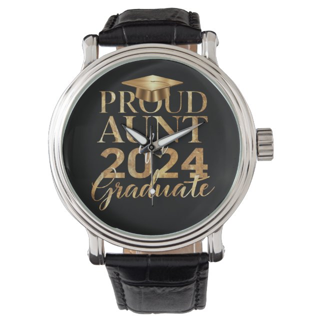 Relógio Tia Orgulhosa da Turma de 2024 Graduada (Frente)