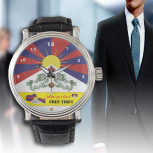 Relógio Tibetano Flag Watch, Tibete Map, design / Free Tib