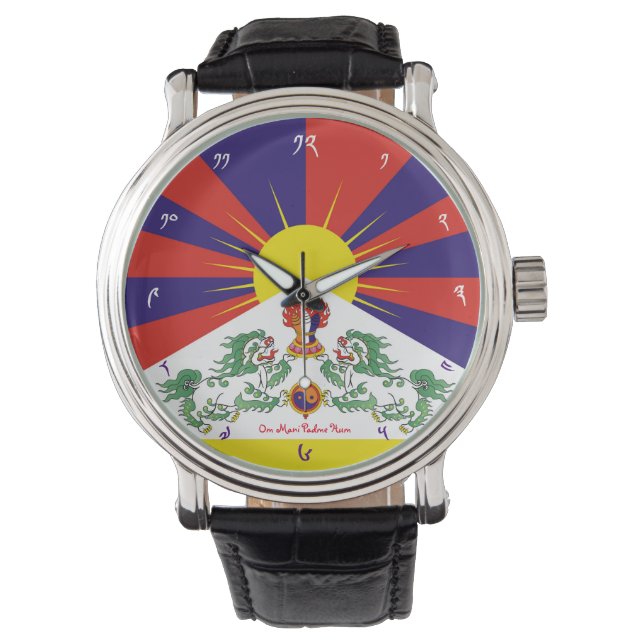 Relógio Tibetano Flag Watch - Time for Tibet & Snow Lions (Frente)
