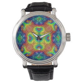 Relógio Tie Dye Sky Vintage Fractal Kaleidoscope