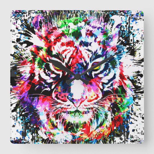Relógio Tiger | Relógio de parede colorida (Frente)