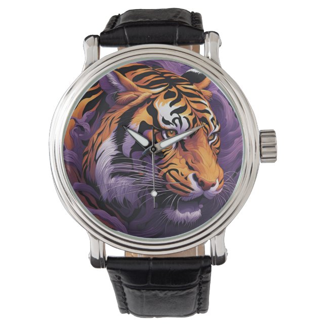 Relógio Tigre em roxo (Frente)