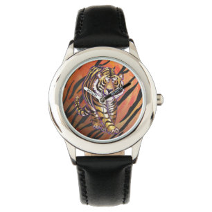 Relógio Tigre Selvagem Eu Tigrado Laranja e Preto