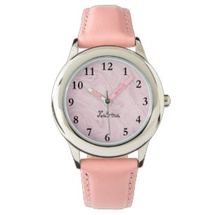 Relógio Tinta-Rosa Marble Personalizado Name Girl Watch