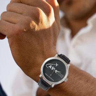 Relógio Tipografia e avião de avião monograma-aviador,Mini