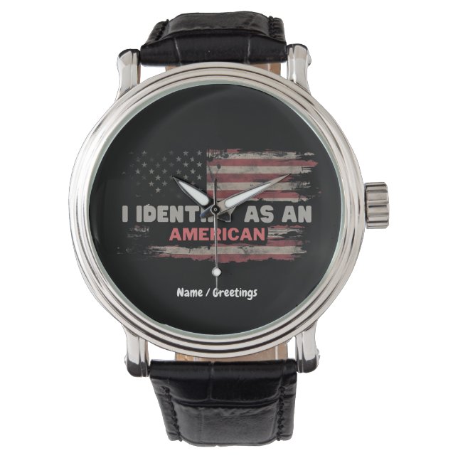 Relógio Título: I Identify As American Flag Design (Frente)