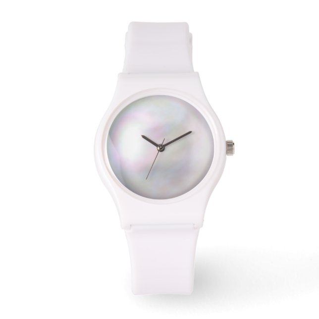 Relógio Todas as damas de silicone branco eWatch W/Faux (Frente)