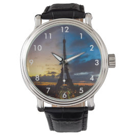 Relógio Torre Eiffel de Trocadero durante a noite