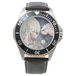 Relógio Torre Surreal Moonstone com Peonies