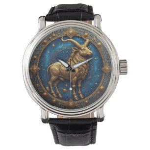 Relógio Touro Dourado em Círculo Zodiacal Cósmico