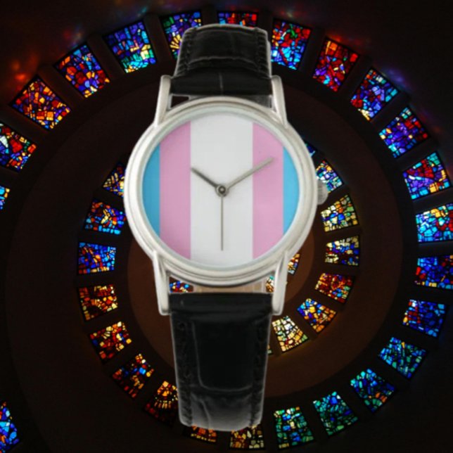 Relógio Trans Pride Classic: Pulseira de Couro Pre (Criador carregado)