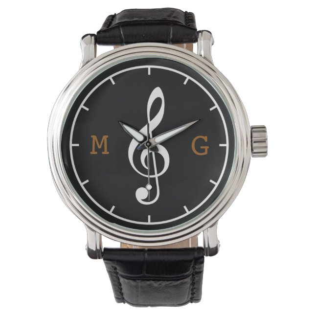 Relógio Treble Clef Note personalizado time Music (Frente)