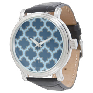 Relógio Trellis Azul e Bebê, Latite, Quatrefoil