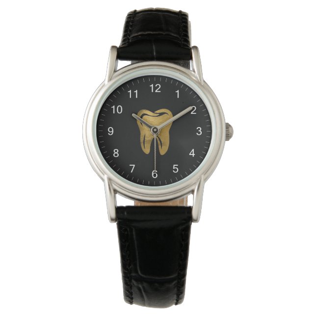 Relógio Trendst Dentist Professional Dental Black Dourado (Frente)