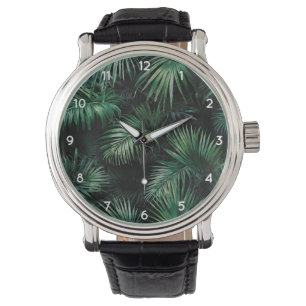 Relógio Trendy Elegant Black Tropical Palm Folaves