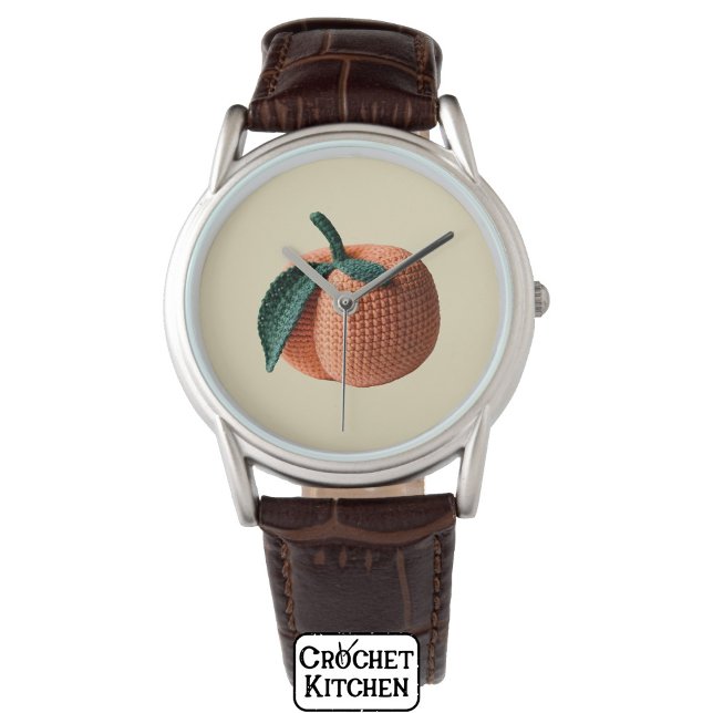 Relógio Trendy Minimal Modern Amigurumi Crochet Peach (Criador carregado)