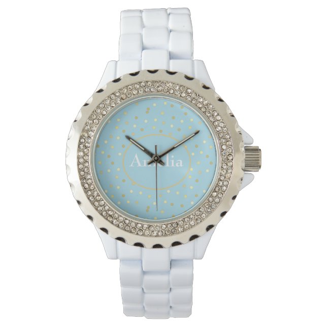 Relógio Trendy Pastel Blue Confetti Pontos (Frente)