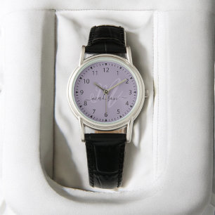 Relógio Trendy Purple Na moda Monograma inicial e nome
