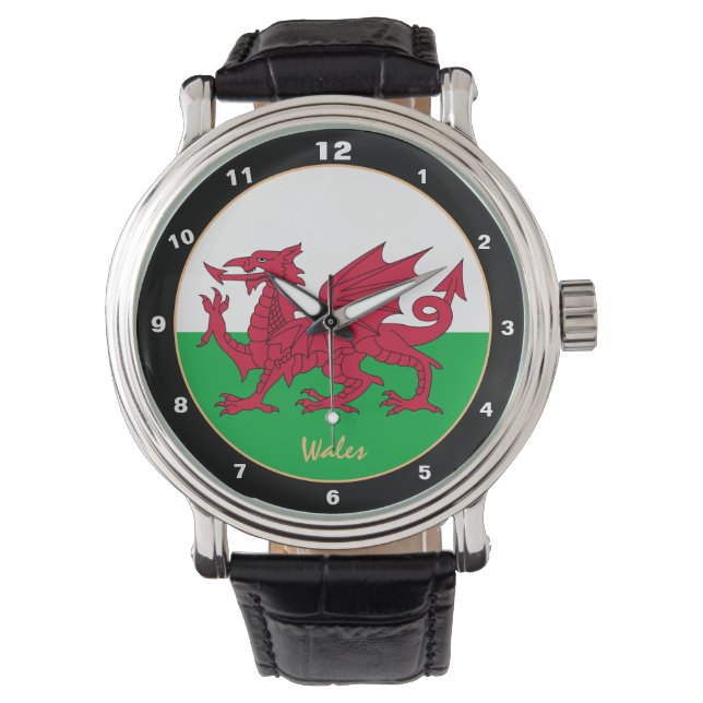 Relógio Trendy Welsh Flag Watch, Wales fashion /design (Frente)