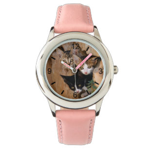 Relógio Três Gatinhos Gatinhos Curiosos Engraçados, placa