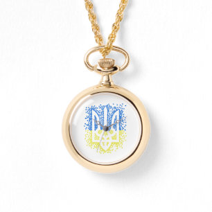 Relógio Tridente de emblem ucraniano trizub espalhando cor