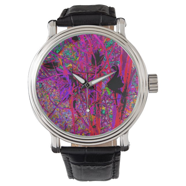 Relógio Trippy Abstrato Rainbow Oriental Lily Flowers (Frente)