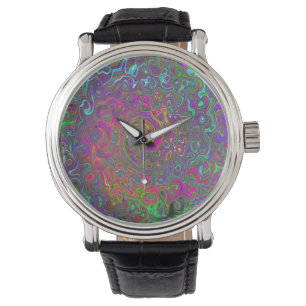 Relógio Trippy Hot Pink Abstrato Retro Liquid Swirl