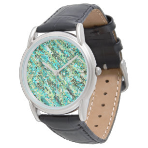 Relógio Trippy Vibrante Groovy Boho Hippie Fractal Mármore