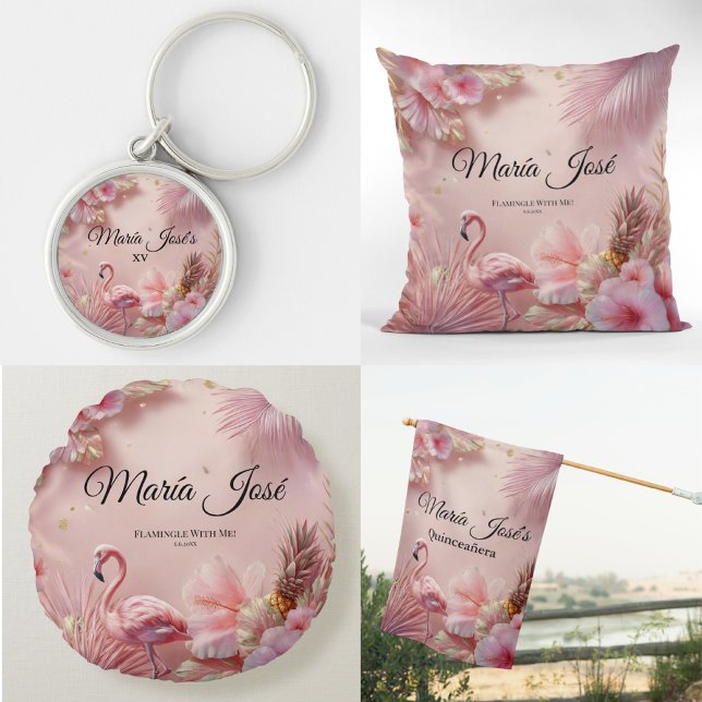 Relógio Tropical Flamingo Quinceañera, costume (Criador carregado)