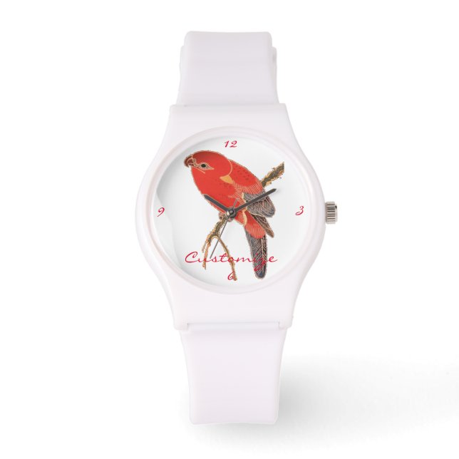 Relógio Tropical Red Parrot Thunder_Cove (Frente)
