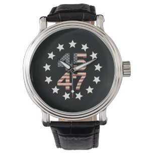 Relógio Trump 45 47 Estrelas Bandeira Americana Vintage EU