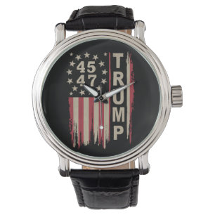 Relógio Trump 45 47 Vintage Retro América EUA Bandeira