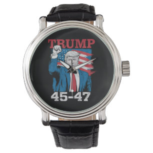 Relógio Trump 45 47 Vintage Retro USA Flag americano