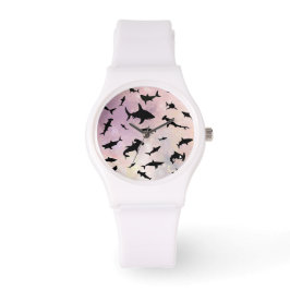 Relógio Tubarão-sombra rosa no espaço galáxico inclinado