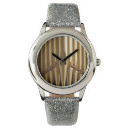 Relógio Tubulações de órgão douradas