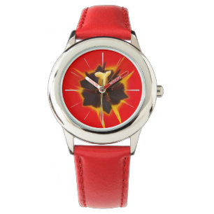 Relógio tulipa amarela vermelha