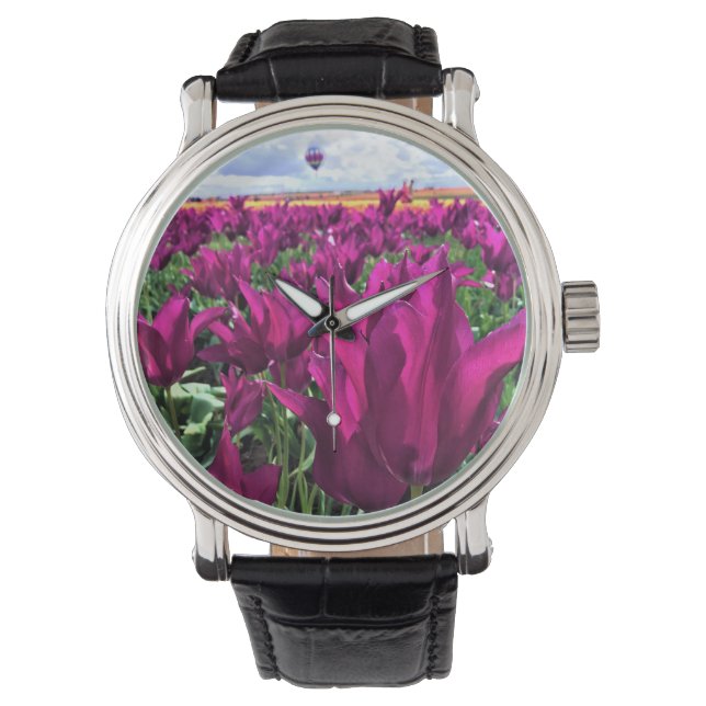 Relógio Tulipas de Sonho Roxo (Frente)
