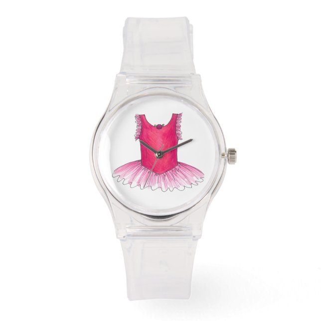 Relógio Tutu Ballerina Dançer Watch, Balé rosa, (Frente)