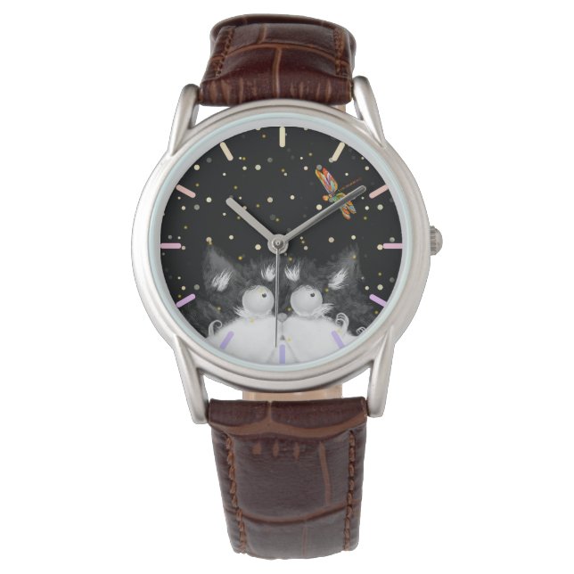 Relógio Tuxedo Cat Surpreendido por Dragonfly (Frente)