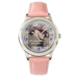 Relógio Tuxedo Gato Bonito Chuva Gatos Engraçados Floral R