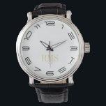 Relógio Uber Legal Mens Classic Monogramas Watch<br><div class="desc">Personalizado, personalizado, a clássica safra masculina parece uma pulseira preta de couro, caixa de liga, relógio de pulso. Um relógio que nunca sairá do estilo. Basta digitar as iniciais. Vá em frente crie um relógio maravilhoso e personalizado para os homens especiais em sua vida - pai, noivo, marido, irmão, avô,...</div>