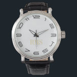 Relógio Uber Legal Mens Classic Monogramas Watch<br><div class="desc">Personalizado, personalizado, a clássica safra masculina parece uma pulseira preta de couro, caixa de liga, relógio de pulso. Um relógio que nunca sairá do estilo. Basta digitar as iniciais. Vá em frente crie um relógio maravilhoso e personalizado para os homens especiais em sua vida - pai, noivo, marido, irmão, avô,...</div>