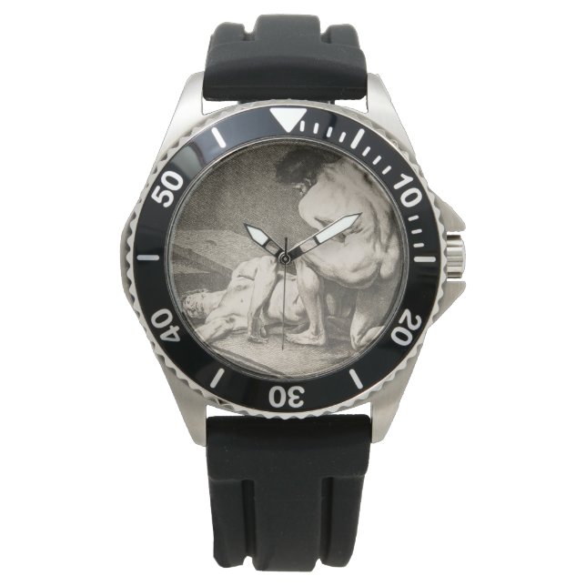 Relógio Um homem levanta as pernas de outro homem (Frente)