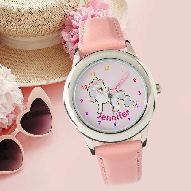 Relógio UniCORN Girls personalizadas observam cor-de-rosa  (Criador carregado)