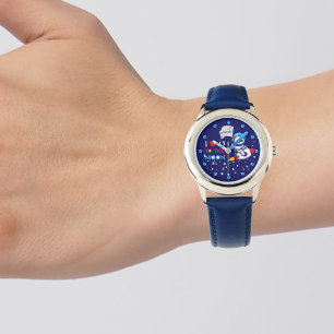 Relógio Urso De Panda Bonito Em Naves De Foguete Personali