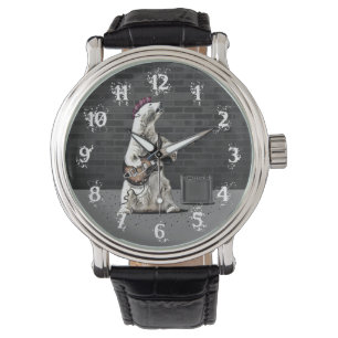 Relógio Urso de Pedra Engraçado Tocando Violão Heavy Metal