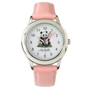 Relógio Urso Panda Fofo Personalizado Com Bambu Folhas Ver