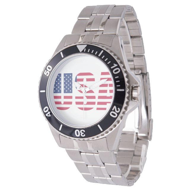 Relógio USA Flag Dial Men's Watch - Stars and Stripes USA (Angular)
