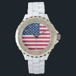 Relógio USA Flag Watch<br><div class="desc">USA Flag Watches - Estados Unidos da América - Flag - Patriotic - Independent - day de independência - 4 de julho - Personalizável - Escolher / Adicionar Seu Texto / Cor Exclusivo - Faça sua Oferta Especial de Observação - Redimensionar e mover ou remover e adicionar elementos / imagem...</div>