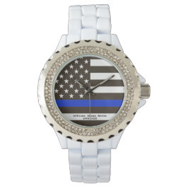 Relógio *~* USA Thin Blue Line Flag Policial Mulher